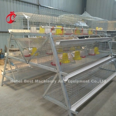 Q235 A Type 3 Tiers Pullet Chicken Cage ซิลเวอร์กัลวาไนซ์ Adela